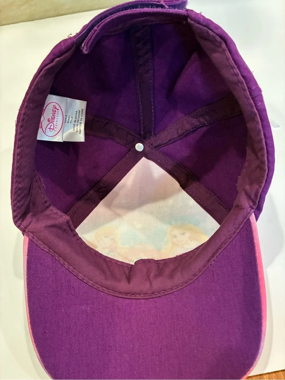 Disney Princess Girls Baseball Cap Rapunzel Ariel Aurora Purple Pink Adjustable